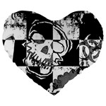 Grunge Skull Large 19  Premium Heart Shape Cushion