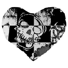 Grunge Skull Large 19  Premium Heart Shape Cushion from ArtsNow.com Back