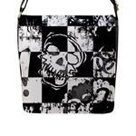 Grunge Skull Flap Closure Messenger Bag (L)