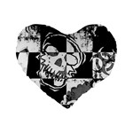 Grunge Skull Standard 16  Premium Flano Heart Shape Cushion 