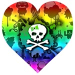 Kawaii Rainbow Skull Wooden Puzzle Heart