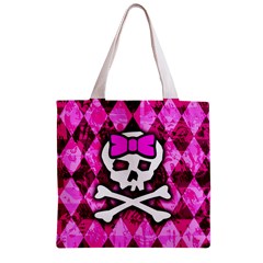 Pink Bow Princess Zipper Grocery Tote Bag from ArtsNow.com Front