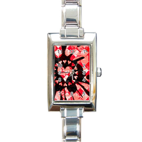 Love Heart Splatter Rectangle Italian Charm Watch from ArtsNow.com Front