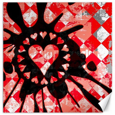 Love Heart Splatter Canvas 12  x 12  from ArtsNow.com 11.4 x11.56  Canvas - 1
