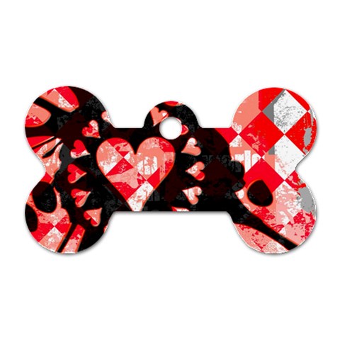 Love Heart Splatter Dog Tag Bone (Two Sides) from ArtsNow.com Front