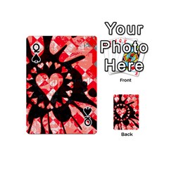 Queen Love Heart Splatter Playing Cards 54 Designs (Mini) from ArtsNow.com Front - SpadeQ