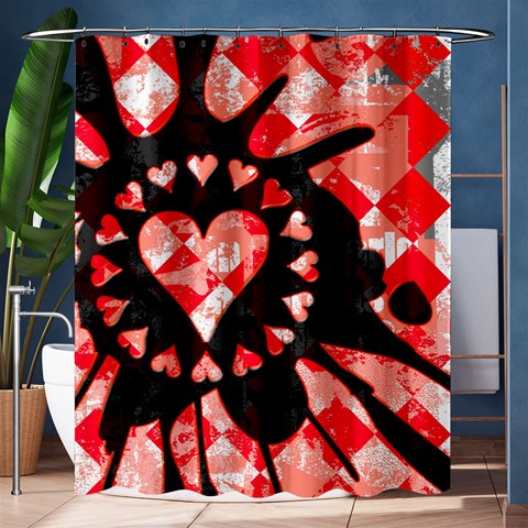 Love Heart Splatter Shower Curtain 60  x 72  (Medium) from ArtsNow.com 60 x72  Curtain