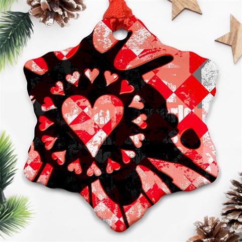 Love Heart Splatter Ornament (Snowflake) from ArtsNow.com Front