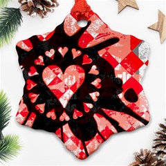 Love Heart Splatter Snowflake Ornament (Two Sides) from ArtsNow.com Front