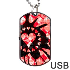 Love Heart Splatter Dog Tag USB Flash (Two Sides) from ArtsNow.com Front