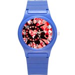 Love Heart Splatter Round Plastic Sport Watch (S)