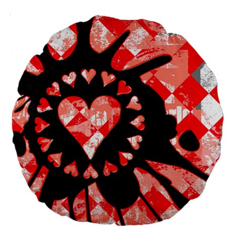 Love Heart Splatter Large 18  Premium Round Cushion  from ArtsNow.com Front