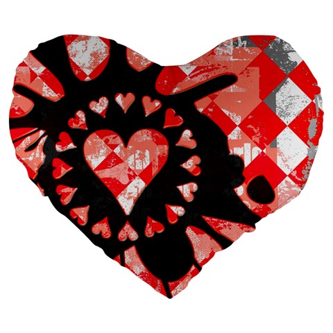 Love Heart Splatter Large 19  Premium Heart Shape Cushion from ArtsNow.com Front