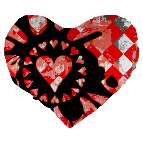 Love Heart Splatter Large 19  Premium Heart Shape Cushion from ArtsNow.com Back