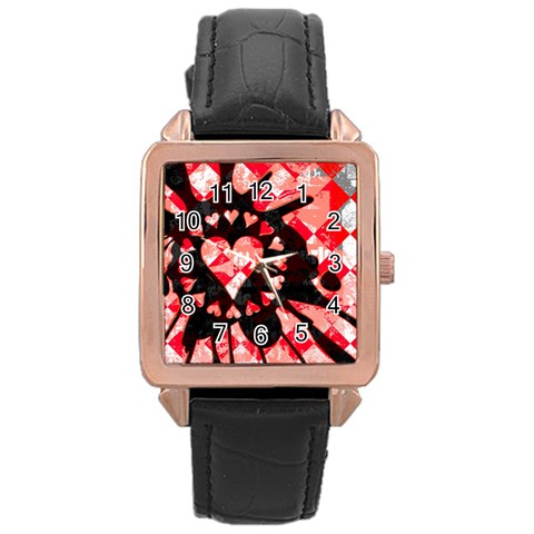 Love Heart Splatter Rose Gold Leather Watch  from ArtsNow.com Front