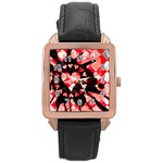 Love Heart Splatter Rose Gold Leather Watch 