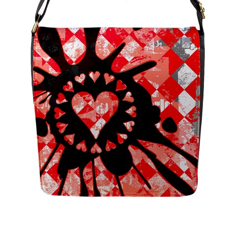 Love Heart Splatter Flap Closure Messenger Bag (L) from ArtsNow.com Front