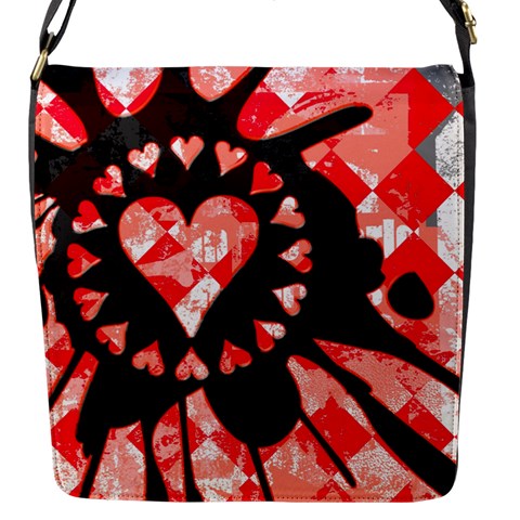 Love Heart Splatter Flap Closure Messenger Bag (S) from ArtsNow.com Front