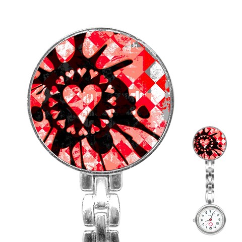 Love Heart Splatter Stainless Steel Nurses Watch from ArtsNow.com Front