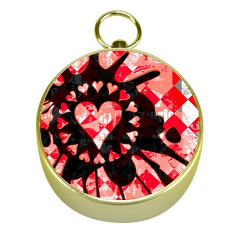 Love Heart Splatter Gold Compass from ArtsNow.com Front