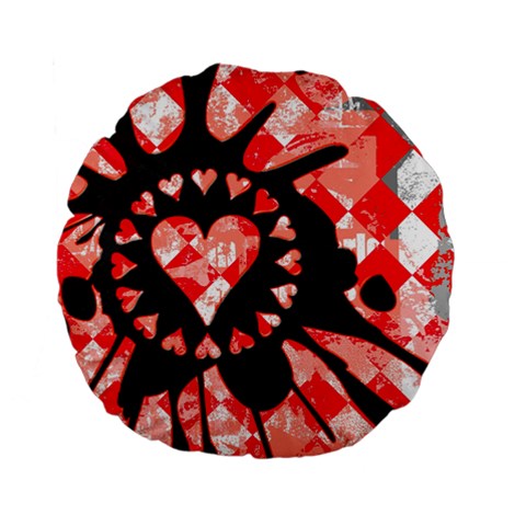 Love Heart Splatter Standard 15  Premium Flano Round Cushion  from ArtsNow.com Front