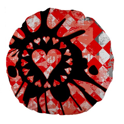 Love Heart Splatter Large 18  Premium Flano Round Cushion  from ArtsNow.com Front