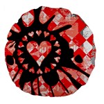 Love Heart Splatter Large 18  Premium Flano Round Cushion 