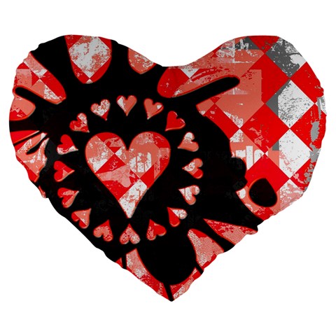Love Heart Splatter Large 19  Premium Flano Heart Shape Cushion from ArtsNow.com Front