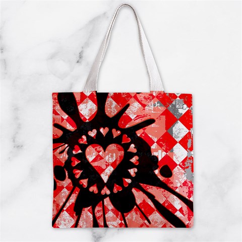 Love Heart Splatter Zipper Grocery Tote Bag from ArtsNow.com Front