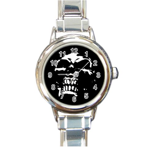 Morbid Skull Round Italian Charm Watch from ArtsNow.com Front