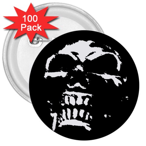 Morbid Skull 3  Button (100 pack) from ArtsNow.com Front