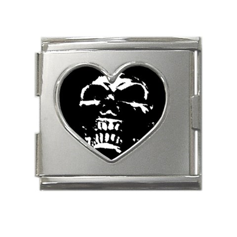 Morbid Skull Mega Link Heart Italian Charm (18mm) from ArtsNow.com Front