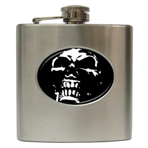 Morbid Skull Hip Flask (6 oz) from ArtsNow.com Front