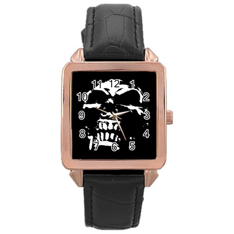 Morbid Skull Rose Gold Leather Watch  from ArtsNow.com Front