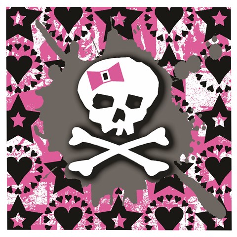 Pink Bow Skull Wooden Puzzle Square from ArtsNow.com Front