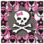 Pink Bow Skull Wooden Puzzle Square