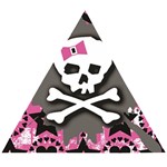 Pink Bow Skull Wooden Puzzle Triangle