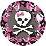 Pink Bow Skull Wooden Puzzle Round