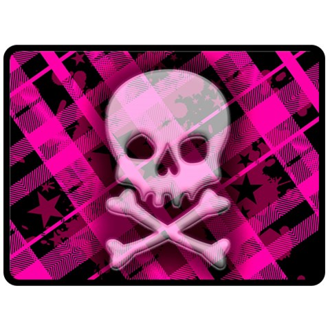 Pink Plaid Skull Double Sided Fleece Blanket (Large) from ArtsNow.com 80 x60  Blanket Front