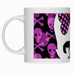 Pink Polka Dot Bow Skull White Mug from ArtsNow.com Left