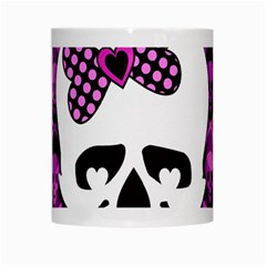 Pink Polka Dot Bow Skull White Mug from ArtsNow.com Center