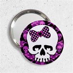 Pink Polka Dot Bow Skull 2.25  Handbag Mirror