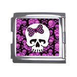 Pink Polka Dot Bow Skull Mega Link Italian Charm (18mm)