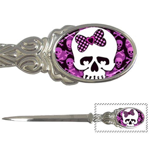 Pink Polka Dot Bow Skull Letter Opener from ArtsNow.com Front