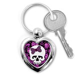 Pink Polka Dot Bow Skull Key Chain (Heart)