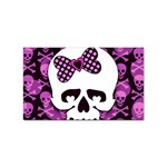 Pink Polka Dot Bow Skull Sticker (Rectangular)