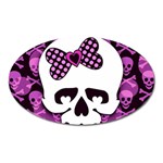 Pink Polka Dot Bow Skull Magnet (Oval)