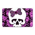 Pink Polka Dot Bow Skull Magnet (Rectangular)