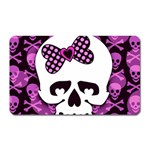 Pink Polka Dot Bow Skull Magnet (Rectangular)