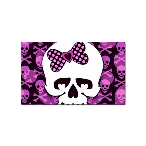 Pink Polka Dot Bow Skull Sticker Rectangular (10 pack) from ArtsNow.com Front